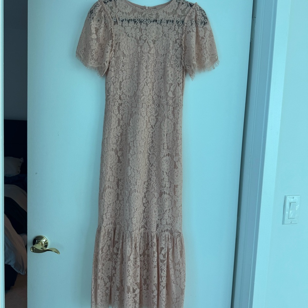 Elegant Lace Dress in Beige